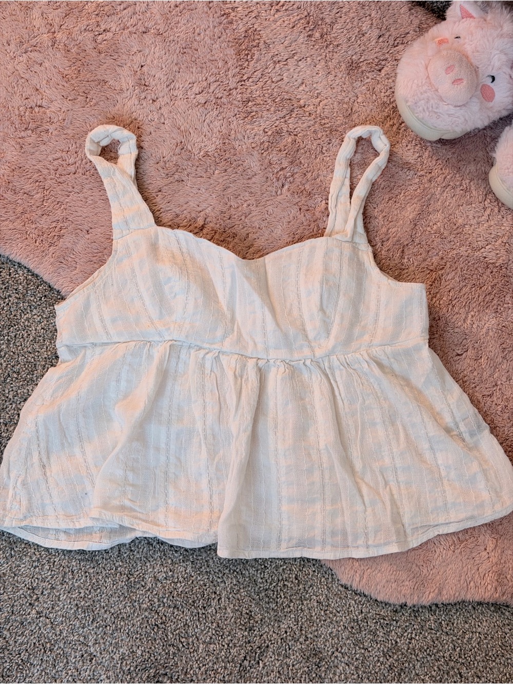 Hollister White Striped Babydoll Cami
